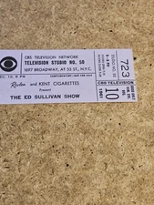 CBS TELEVISION NETWORK THE ED SULLIVAN SHOW TICKET  #723 DEC 10, 1961
