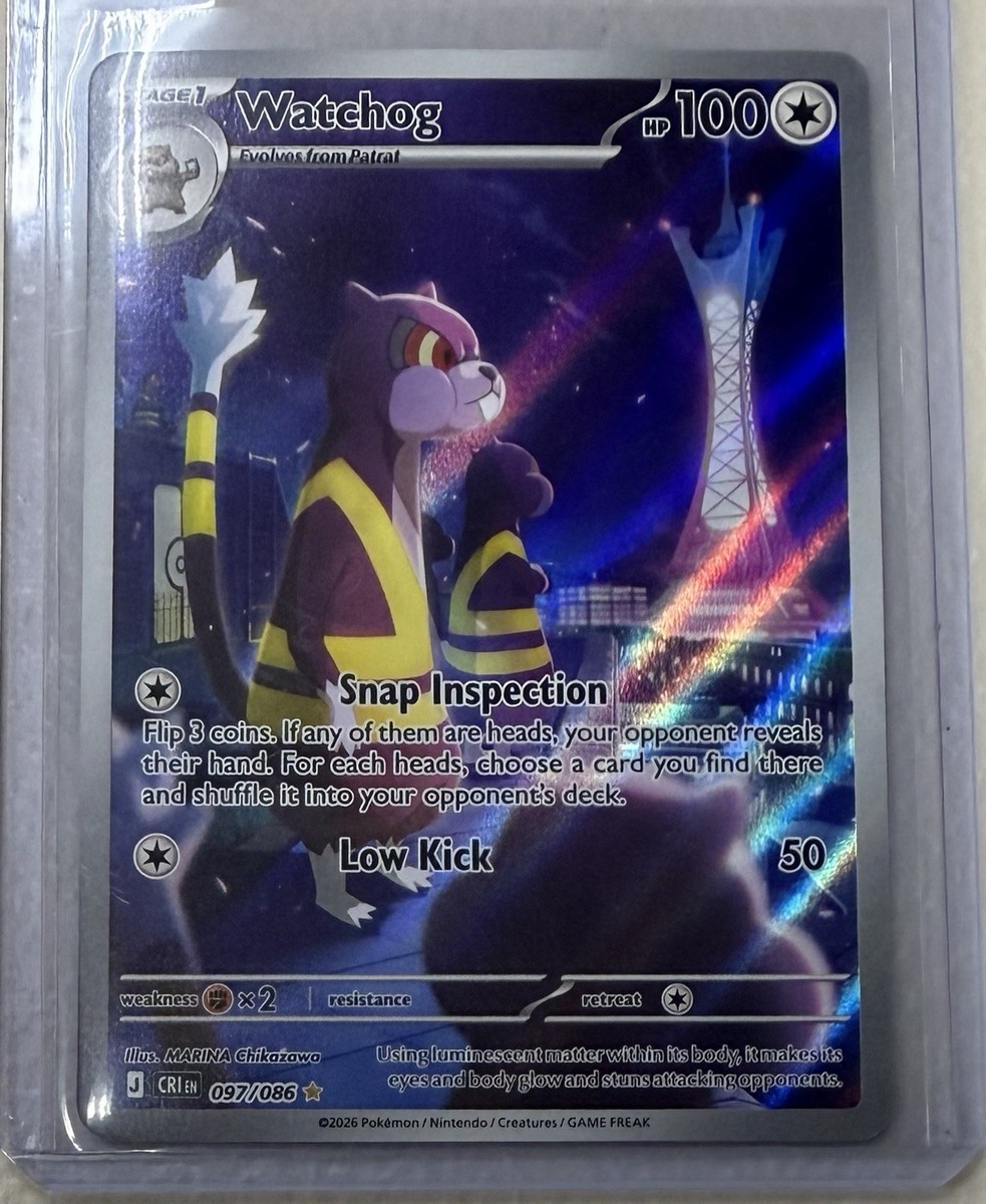 2026 Pokemon Chaos Rising WATCHOG Full Art Illustration Rare Holo