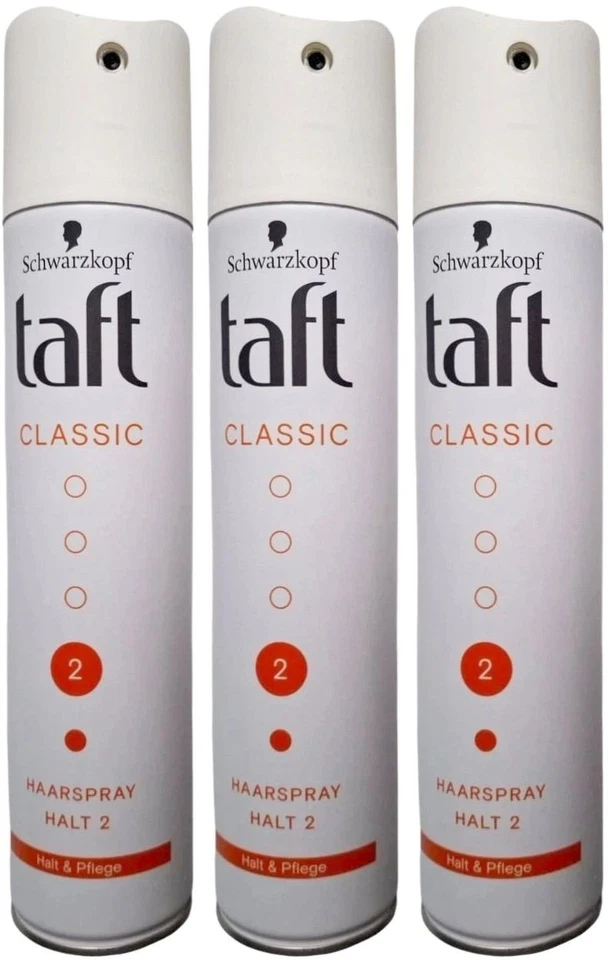 Schwarzkopf Taft Classic Haarspray Halt 2, Halt & Pflege, 3x 250ml
