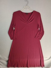 Talbots Womens Dress 16P Petite Purple 3/4 Sleeve V Neck A Line Solid Pullover