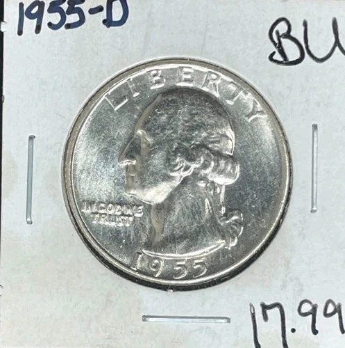 1955-D WASHINGTON SILVER QUARTER ~ BU ~NICE COIN~