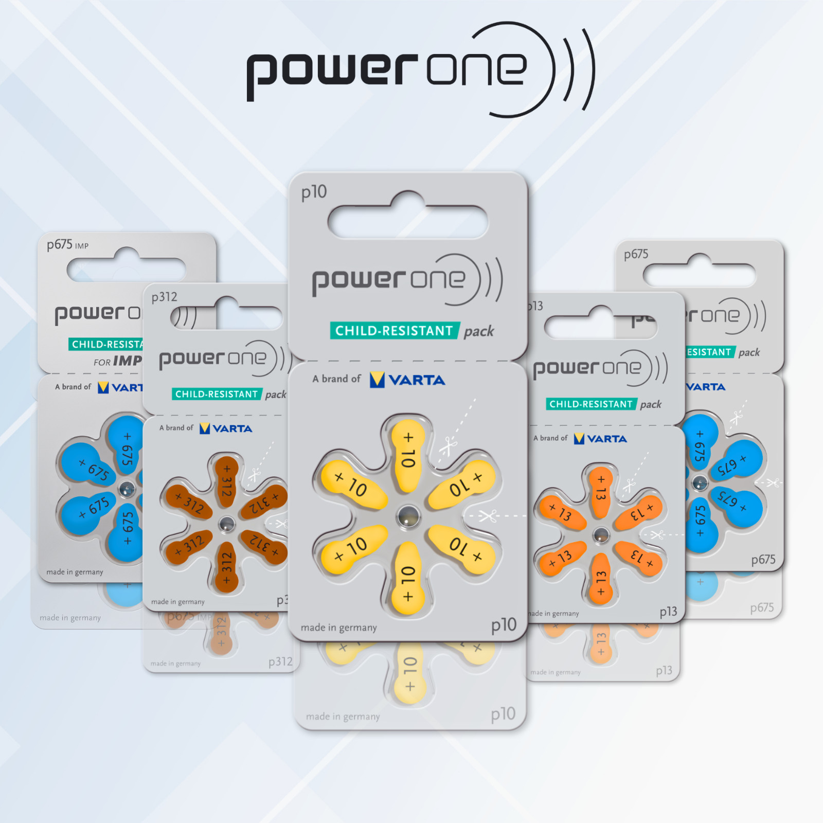 Power One PR44 Size 675 MF 0%Hg Zinc Air Hearing Aid Batteries (60 Pack)