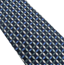 Jones New York Imported Silk Men's Geometric Blue Tie Made in USA