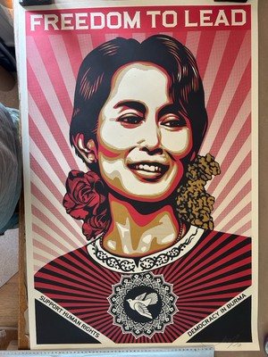 OBEY SHEPARD FAIREY 'AUNG SAN SUU KYI - FREEDOM TO LEAD' signed banksy Stik  