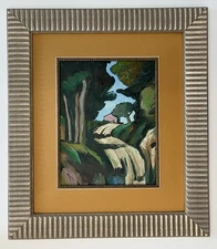 Marsden Hartley Mixed Media/Oil On Paper 1877-  1943 in the style of Art framed 