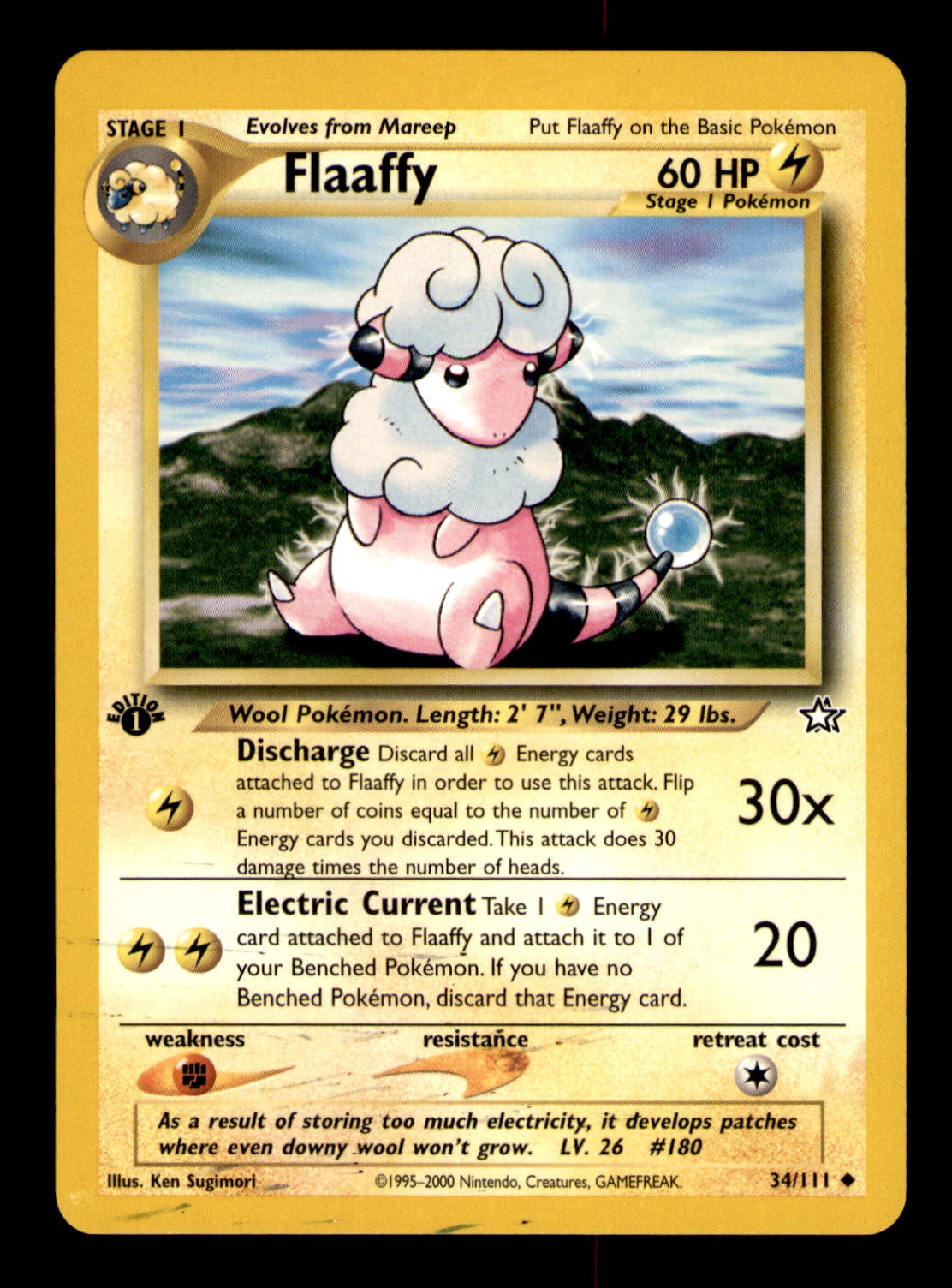 Flaaffy 34/111 Uncommon Neo Genesis Pokemon 1st Edition Near Mint