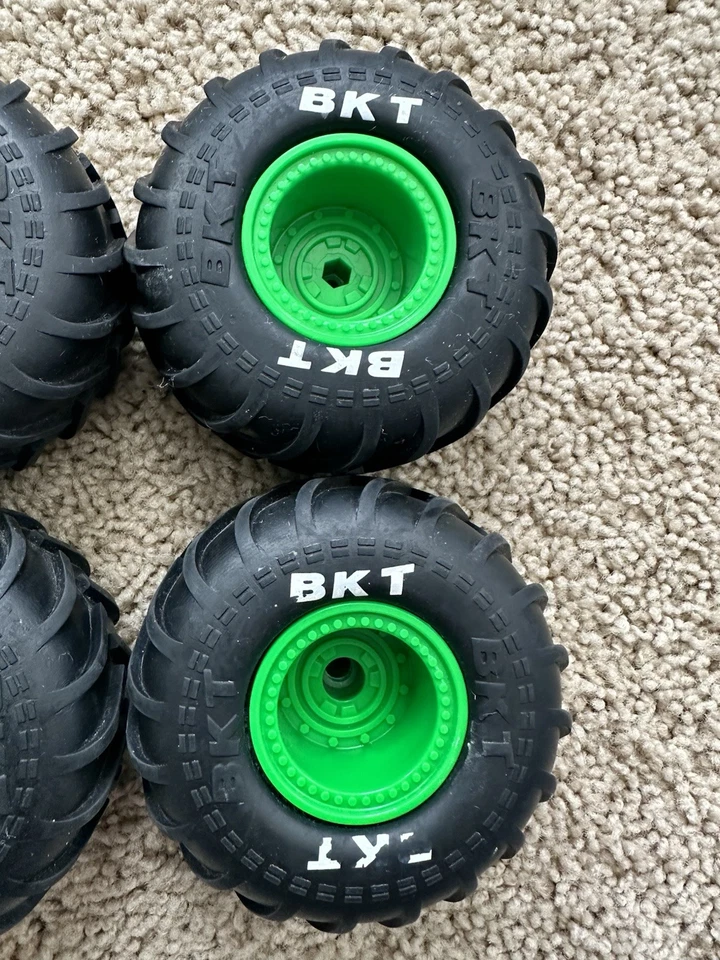 Spinmaster Grave Digger Monster Jam Replace 4” RC Truck Tires Wheels BKT 4 GREEN - Image 3 of 4