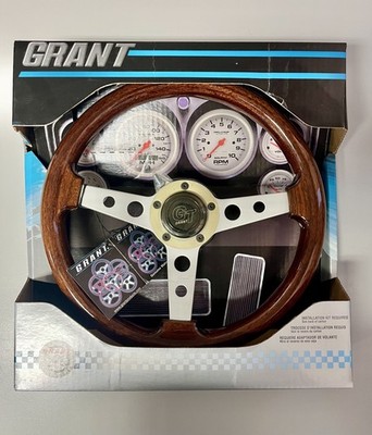 Grant 714 Holz Sportlenkrad Formula GT 14 Zoll Mahagoni Silber Speichen GT Horn