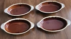 Set of 4 Vintage Hull Pottery Brown Drip Au Gratin Casserole Dish Oven Proof 10"