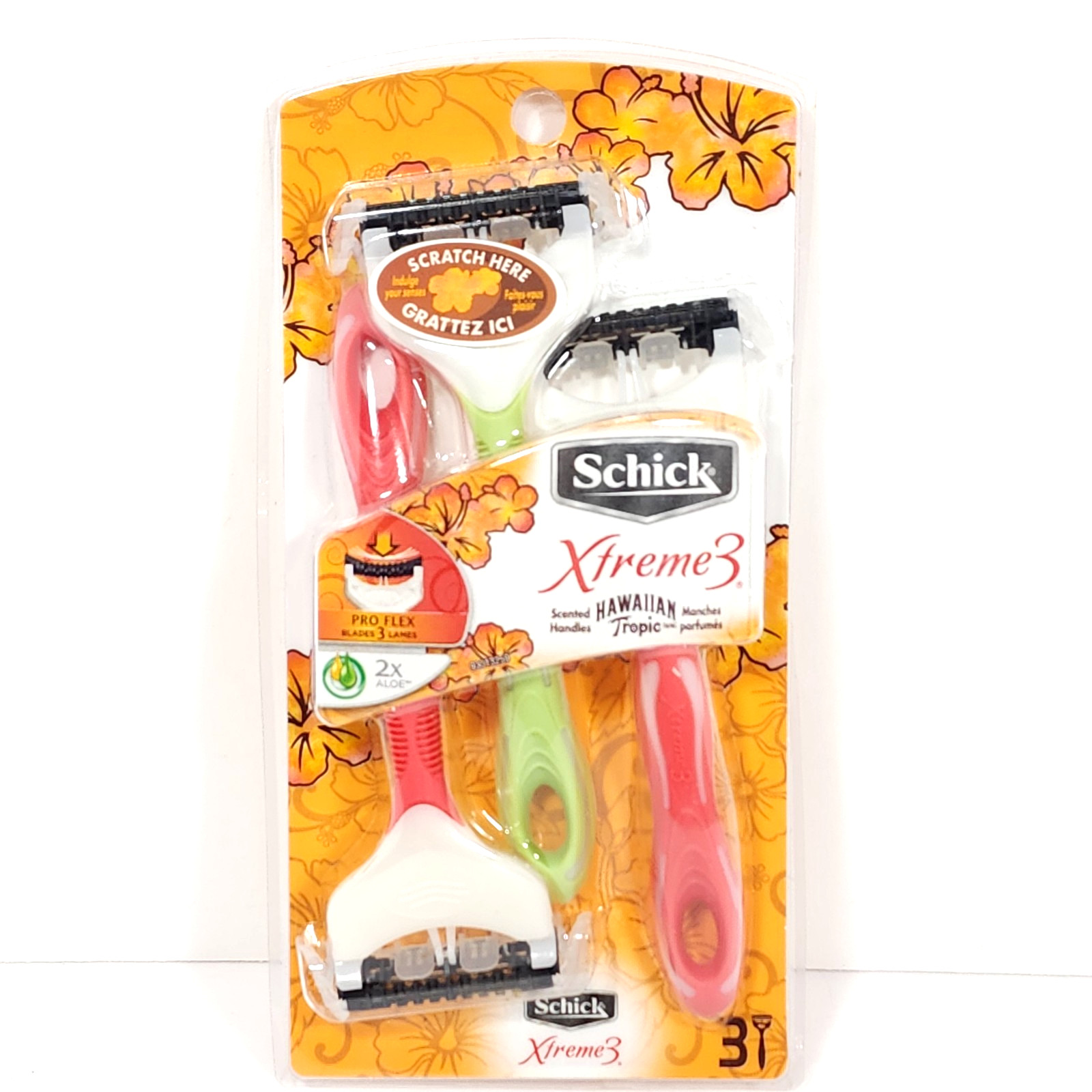Women&rsquo;s Schick XTREME 3 Disposable Razors 3 PACK Hawaiian Tropic Scented 2X Aloe