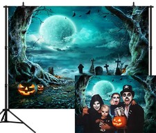 CapiSco 7X5FT Halloween Backdrop Photography Background Horror 7'x5', Green