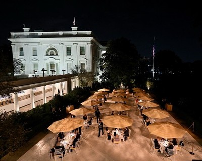 8x10 President Donald Trump Hosts a Rose Garden Club Dinner Photo