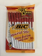 Vintage Bic Round Stic Pens Red Correcting 10 Pack Sealed 1990s New Medium