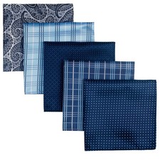Men's Woven Microfiber Pocket Square Gift Box Set 5 Piece Assorted Hankies