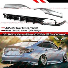 For 18-22 Accord Yofer Lunar Silver Metallic Rear Bumper Diffuser W White Led