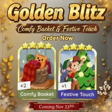 Monopoly_Go Golden Blitz Stickers 🍀 Festive Touch 🍀 Comfy Basket stickers 🍀