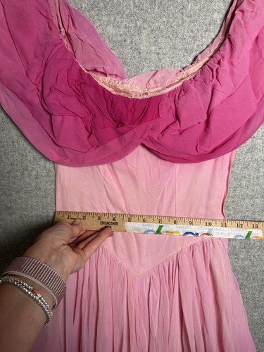 Abito rosa vintage donna principessa Belle abito da ballo anni 50? Costume lunghezza intera - Foto 6 di 24