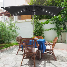 10 Ft. X 6.5 Ft. Rectangle Solar LED Outdoor Patio Market Table Umbrella with Pu