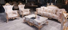 Luxus Chesterfield Set 3+3+1 Couchtisch Barock Rokoko Sitzpolster Garnituren