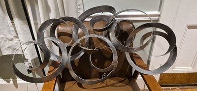 C. Jere Brushed Steel ''Continuity'' Dimensional Circles Hanging Wall Sculpture