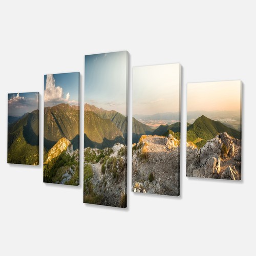 Rocky Green Mountains Panorama - Landscape Wall Art Canvas Oversized