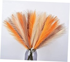 LSKYTOP Orange Pampas Grass Decor,23Inch 12pcs Faux Pampas Grass Orange 12pcs