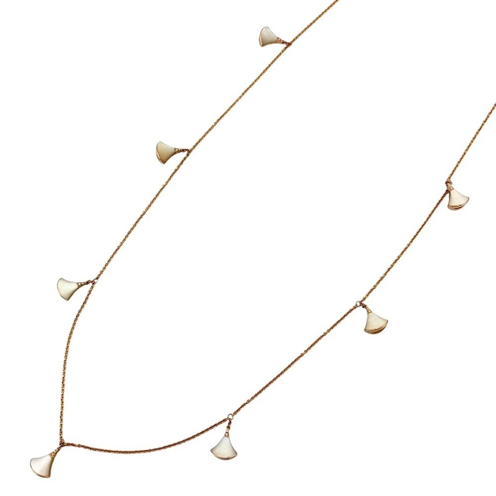 BVLGARI Diva's Dream Long Necklace 18K Pink Gold MOP Diamond 35.6in