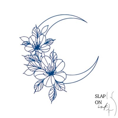 Blume Mond - kleines temporäres Tattoo gefälschte wasserdichte Kunst Männer Frauen Halbdauerwelle