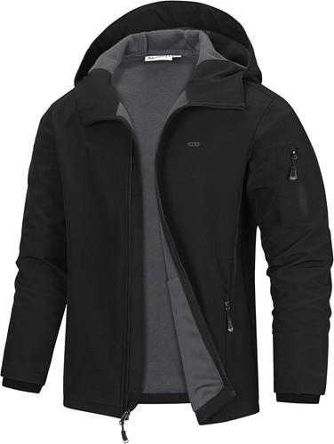 Mens Hooded Softshell Jacket Waterproof Lightweight Insulated Windbreaker Jacket