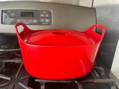 Rare Vintage ROSENLEW Red Enamel CastIron Dutch Oven Timo SARPANEVA IITTALA 5 QT