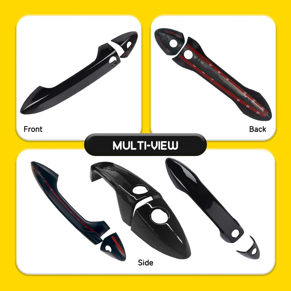 Cubiertas de manija de puerta NEGRAS con llave inteligente delantera para Honda Ridgeline 2017-2020 4-40X Foto 3 de 4