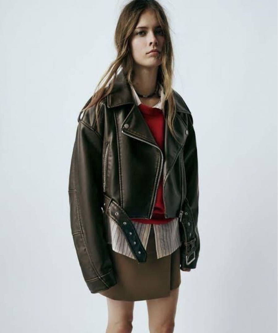 y2k Zara Double Rider Jacket, faux leather, Women's, Size S, Black