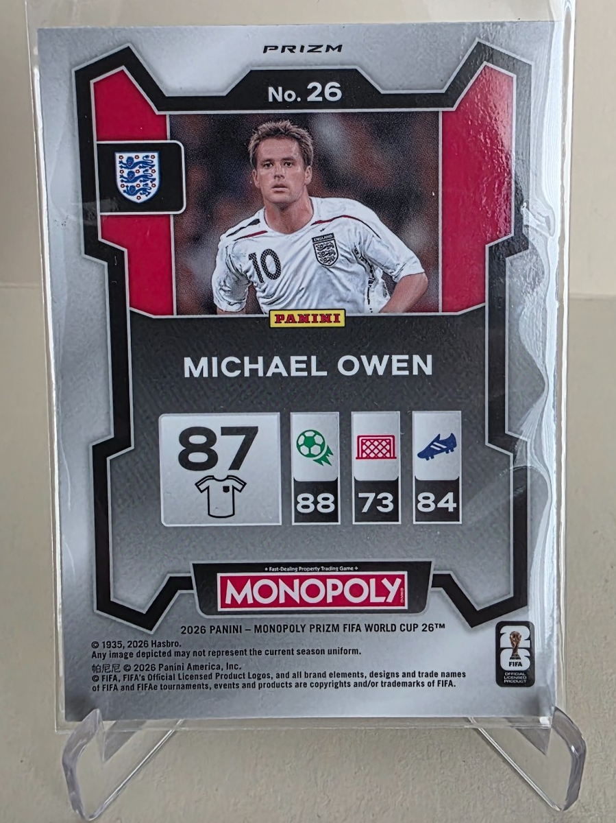 2026 PANINI PRIZM MONOPOLY WORLD CUP MICHAEL OWEN GREEN WAVE PRIZM