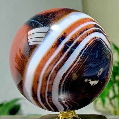 1.35LB  Natural red stripe agate sphere Crystal Ball Madagascar mineral