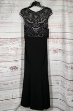 NWT Women's Aidan Mattox Black Gown with Beaded Bodice Size 2 Retail 440