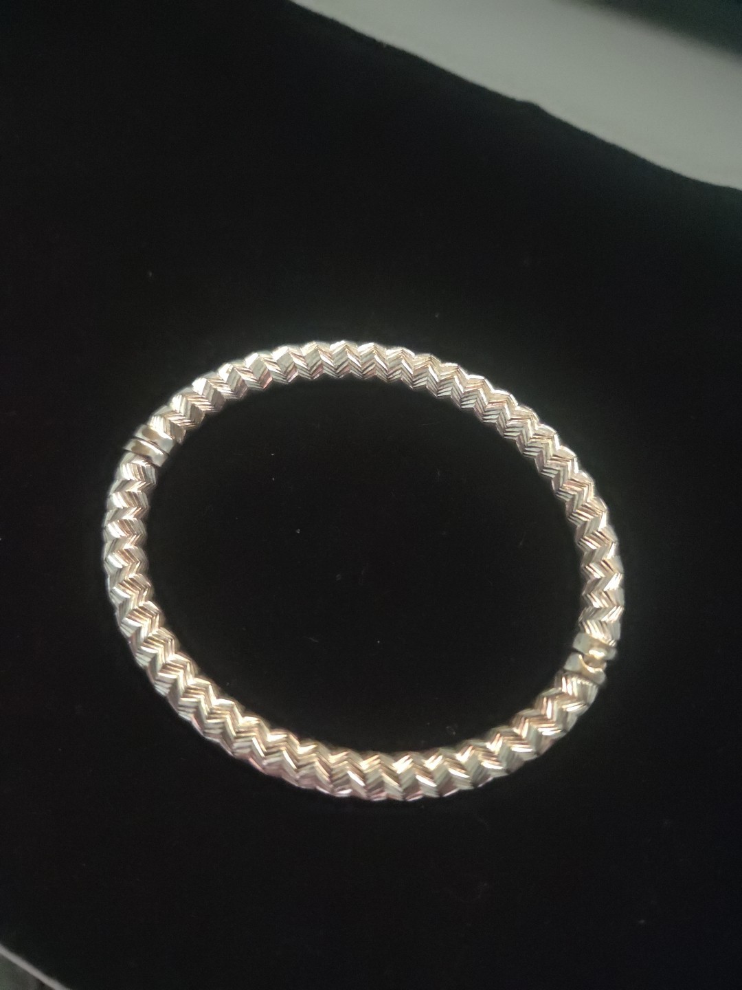 Sterling Silver Textured Hinge Bangle Bracelet - image 1