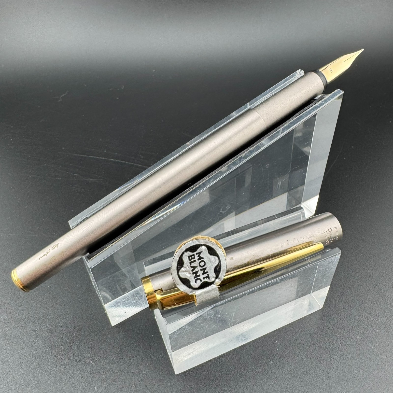 Montblanc Noblesse Brushed Steel Fountain Pen 1st Gen 14K Gold Extra-Fine Nib