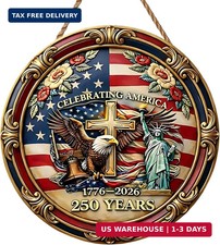 USA 250th Anniversary Decoration Wooden Eagle Door Sign 1776-2026 Freedom Wreath