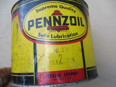 Vintage Pennzoil Metal 5 Lb Can Lubrication Grease #316