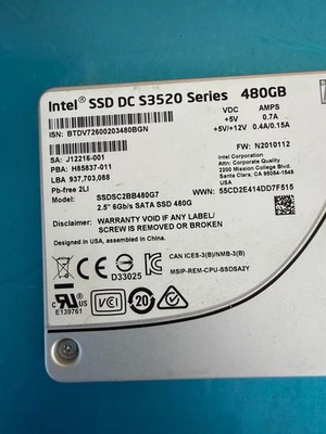 Intel DC S3520 SERIES SSDSC2BB480G7 480GB SATA-6GBPS 3D1 MLC 2.5'' SSD Drives