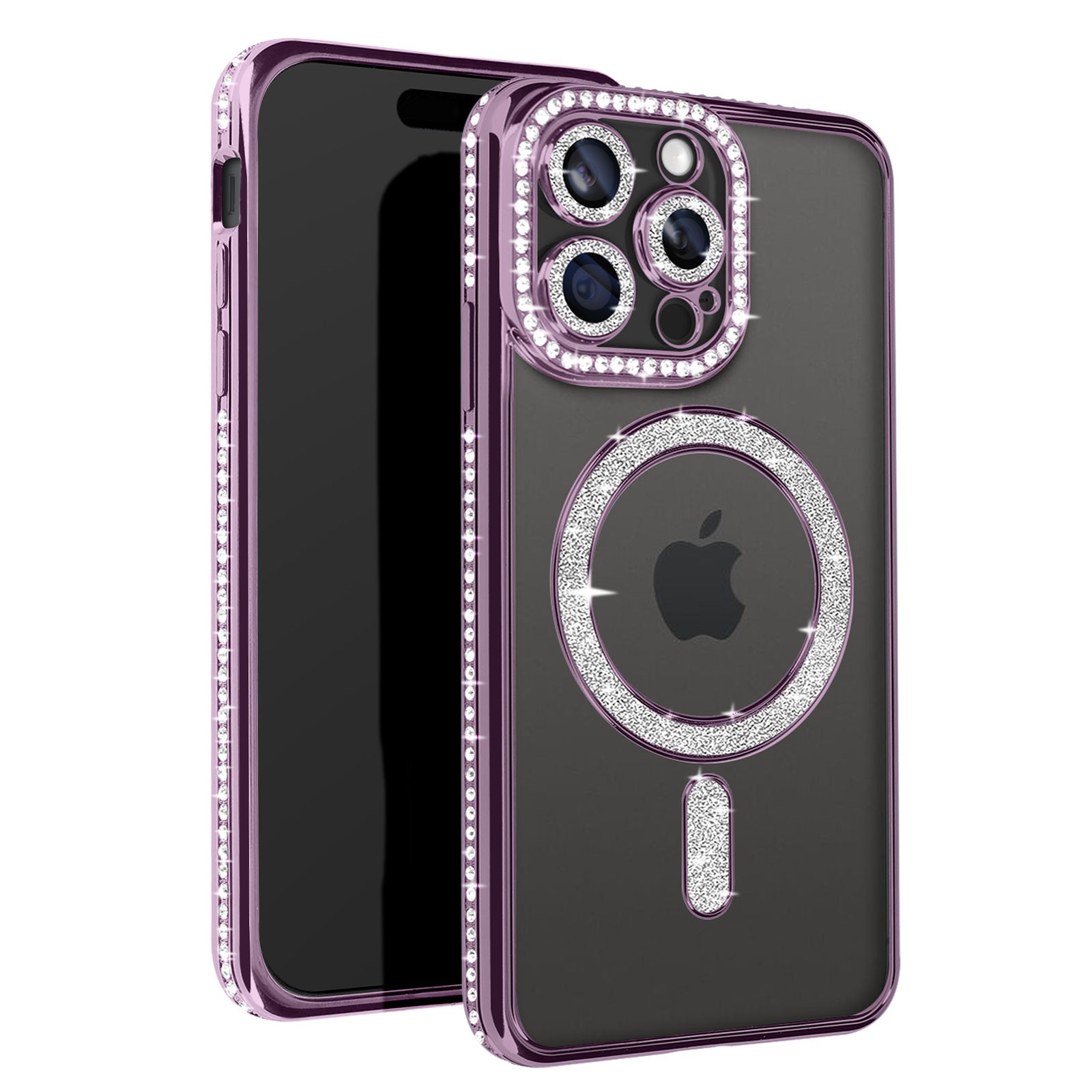 Coque diamant iPhone 15 Pro Avizar en silicone premium violet