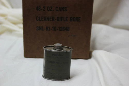 WW2 US Military Issue 2 Ounce Rifle Gun M1 Garand Bore Cleaner Can Dated 1944