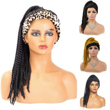 18" Box Braids Headband wigs Braided Ponytails Turban Wigs Cornrow Braided Wigs
