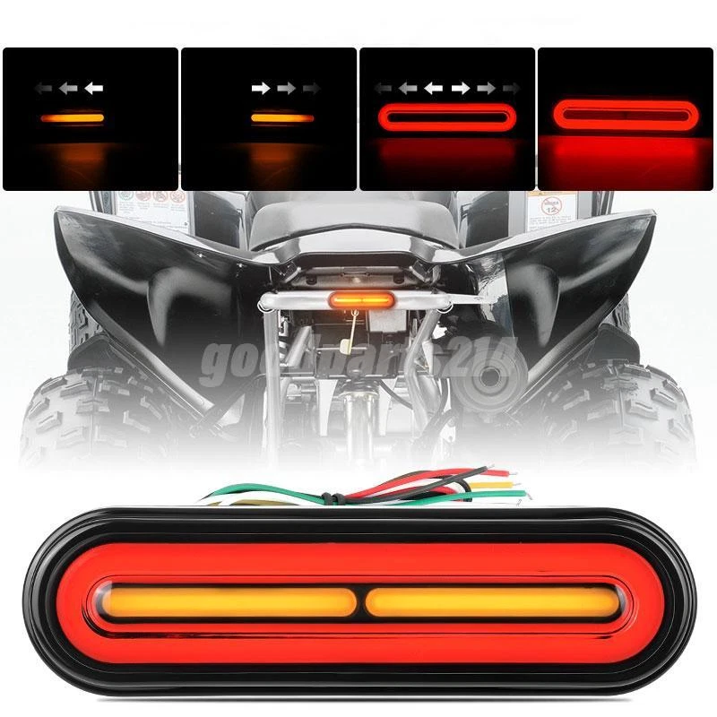 Motorcycle LED Tail Light Indicator Flowing Turn Signal Rear Stop Brake Lamp 12V - Image 4 of 4