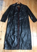 Vintage Black Real Leather Coat/size Xxl/by Chinco