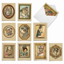 10 Assorted All Occasion Blank Note Cards with Envelopes - PUP PORTRAITS M1738BN