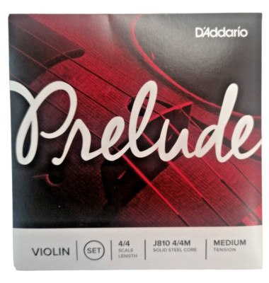 D'Addario Prelude Wetsuit Violin Strings 4/4 Medium Steel Student Strings USA J810