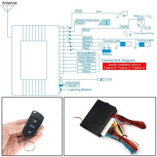 Universal Car Remote Central Kit Door Lock Locking Keyless Entry System DC 12V - Picture 7 of 8