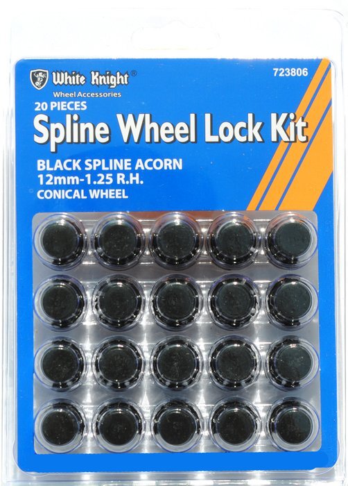 White Knight | Chrome Acorn Socket Key Wheel Lock - Thread Size 1 2 X 20