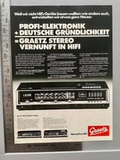 Graetz HiFi Stereo Original Vintage Werbung 1975 Reklame advert